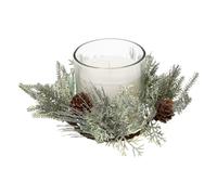 Feeric Christmas - Bougie Blanche parfumée Centre de Table Pot en Verre avec déco Feuillage 210 G