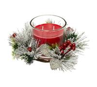 Feeric Christmas - Bougie Rouge parfumée Centre de Table Pot en Verre avec déco Feuillage 210 G