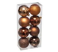FEERIC Christmas - Déco de Sapin Lot de 8 Boules de Noël D 7 cm - Bronze et Marron