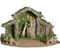 FEERIC CHRISTMAS - Décoration Crèche de Noël décorée et Lumineuse 5 LED H 22.5 cm