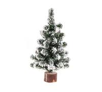FEERIC CHRISTMAS - Décoration de Noël Sapin de Table Artificiel floqué Blanc sur Socle en Bois H 25 cm