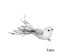 Feeric Christmas - Décoration de Noël Set de 3 Pinces Oiseau sur branche 16 cm A l'orée des bois
