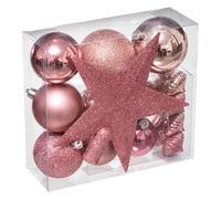 FEERIC Christmas - Décoration de Sapin de Noël Kit de 18 pièces Boules et Cimier - Nuance de Rose