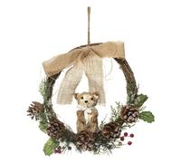 FEERIC CHRISTMAS Easydistri Couronne en Bois Renne avec n uds - L 30 cm x H 32 cm