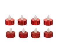 FEERIC LIGHT & CHRISTMAS Lot de 8 Bougies LED chauffeplats pailletées et métallisées Rouge