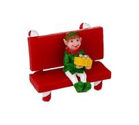 Fééric Lights and Christmas - Accessoire Village de Noël "Lutin sur Banc" 6cm Rouge