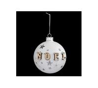 Fééric Lights and Christmas - Boule de Noël en Verre "Hors Piste" 8cm Blanc Mat