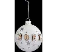 Fééric Lights and Christmas - Boule de Noël en Verre "Hors Piste" 8cm Blanc Mat Blanc G