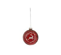Fééric Lights and Christmas - Boule de Noël en Verre Renne Couronne 8cm Rouge