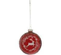 Fééric Lights and Christmas - Boule de Noël en Verre Renne Couronne 8cm Rouge