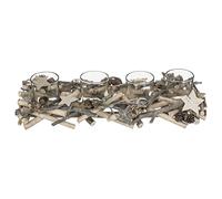 Feeric Lights & Christmas Centre de table Hors Piste 38 cm 4 photophores en bois Gris