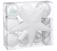 Feeric Lights & Christmas - Kit 18 décorations de sapin Colorama 23 cm boule et cimier Blanc