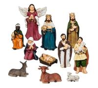 Fééric Lights and Christmas - Lot de 11 Santons en Résine Crèche de Noël 7cm Multicolore