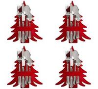 Fééric Lights and Christmas - Lot de 4 Porte-Couverts "Sapin" 25cm Rouge Rouge G