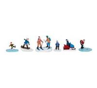 Lot de 6 Santons Village de Noël "Sports d'Hiver" 24cm Multicolore