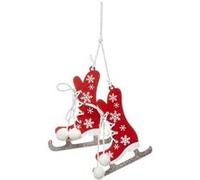 Fééric Lights and Christmas - Sujet de Noël 2 Patins "Étoile" 10cm Rouge & Blanc G