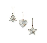 Fééric Lights and Christmas - Sujet de Noël 3 Formes "Bois" 22cm Gris & Beige