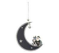 Fééric Lights and Christmas - Sujet de Noël Lune Bois 12cm Gris Bleu