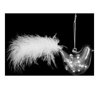 Feeric Christmas Sujet de Noël à Suspendre en Verre Oiseau et Plume H 5.5 cm
