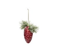 Boules de Noël GENERIQUE Sujet de Noël Pomme de Pin Soir 13cm Rouge