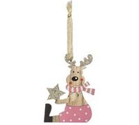 Fééric Lights and Christmas - Sujet de Noël Renne "Dis Maman" 10cm Rose Rose G