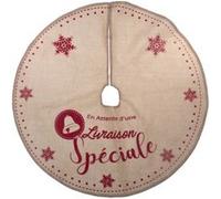 Fééric Lights and Christmas - Tapis pour Sapin Jute "Vintage" 90cm Naturel Rouge G