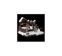 Feeric Lights & Christmas – Village de Noël animé – Chalet et Patineur – 9 LED – Sur piles