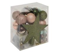 FEERIC LIGHTS & CHRISTMAS Atmosphera - Kits de Boules de Noël avec Cimier - Décoration de fêtes pour Sapin de Noël - 44 pièces Vert/Marron