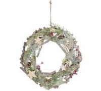 FEERIC LIGHTS & CHRISTMAS Couronne a suspendre avec des branches - 30 cm - Rouge