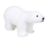 Feeric Christmas - Sujet de noël Ours en Peluche Blanc floqué H21 cm sous Son Manteau Blanc