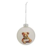 Feeric Lights et Christmas - Boule Verre Ourson Mon Premier noël d.8cm Blanc