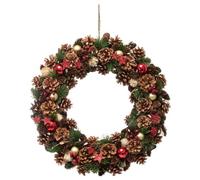 Feeric Lights & Christmas – Couronne de Noël Houx et étoiles Ø50 cm Rouge/Vert/Marron