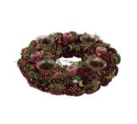 Feeric Lights et Christmas - Couronne Pomme Rouge avec 4 photophores Verre