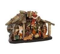 Feeric Lights et Christmas - Crèche de noël Lumineuse avec santons 11 santons résine h18cm