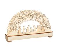 Feeric Lights et Christmas - Crèche de noël Lumineuse avec santons 9 santons Bois h19cm