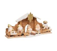 Féérie Lights & Christmas - Crèche de Noël 7 santons en grès et bois