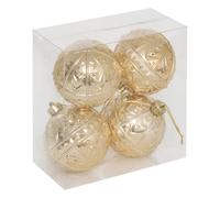 Feeric Lights et Christmas - Lot de 4 Boules de noël en Plastique Finition métallisée Or d. 80 mm