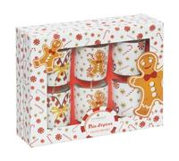 Feeric lights et christmas - Lot de 6 bougies parfumées 40 gr avec pot verre imprimé pain d'épice