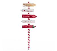 Feeric Lights et Christmas - Pancarte en Bois Rouge Blanc 120 cm