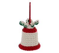 Feeric Lights et Christmas - Sujet Cloche décor Houx Coton Crochet h.9cm Blanc