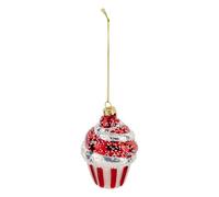 Feeric Lights et Christmas - Sujet Cupcake Verre h.10cm Rouge et Blanc