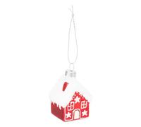 Feeric Lights et Christmas - Sujet Maison h.7cm Verre Rouge et Blanc