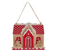 Feeric Lights et Christmas - Sujet Maison Pain d'épice Bois h.15cm Rouge