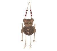Feeric Lights et Christmas - Sujet Ourson bâtons de Ski Bois h.16cm Marron