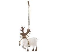 Feeric Lights et Christmas - Sujet Renne avec Fourrure 10cm Bois - Blanc