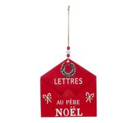 Feeric Lights et Christmas - Suspension de Sapin Lettre Père Noël en Bois Rouge et Blanc 16 cm - Rouge