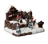 Feeric Lights et Christmas - Village de noël Chalet et Patineur animé 9 LED à Piles