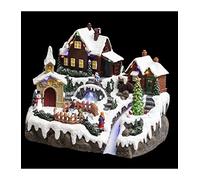 Feeric Lights et Christmas - Village de noël lac gelé animé/Musical 28 LED + transfo