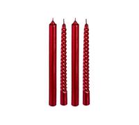 Lot de 4 bougies batons pailletées et Twistes - Rouge