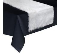 Féérie Lights & Christmas - Chemin de table Noël effet fourrure Fantasy - L. 150 x l. 45 cm - Blanc à paillettes argents - Fantasy Blanc G